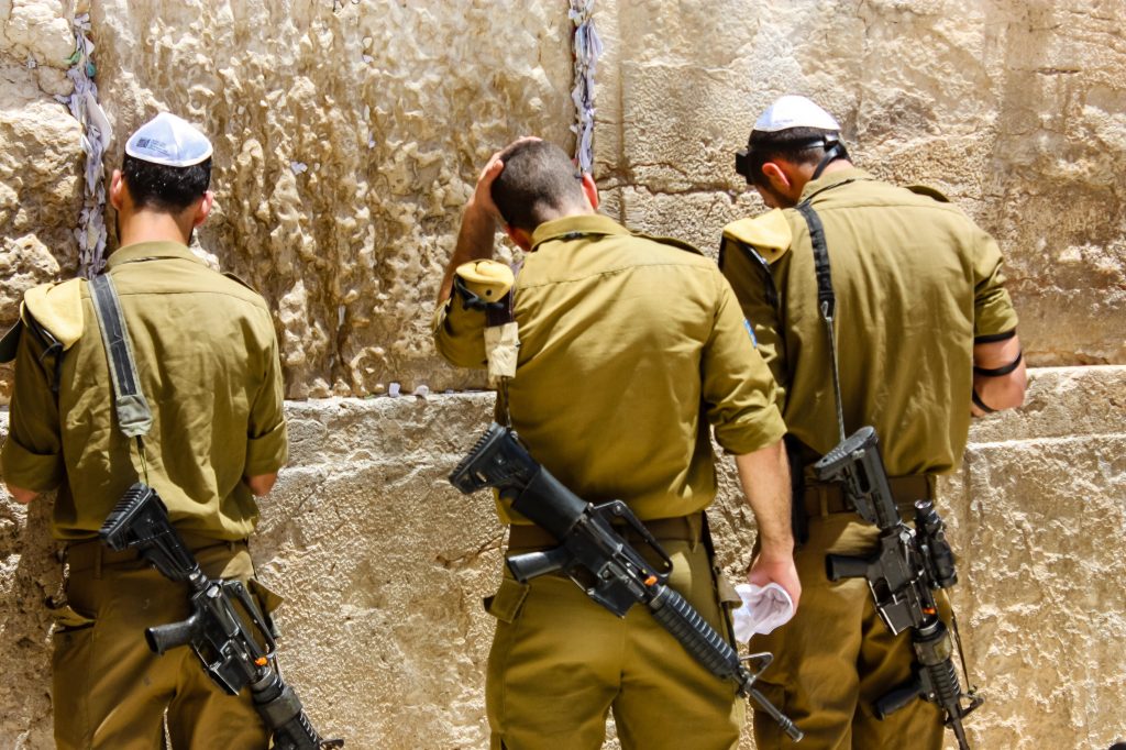 When time is tight.  Israeli soldies at the Wailing Wall