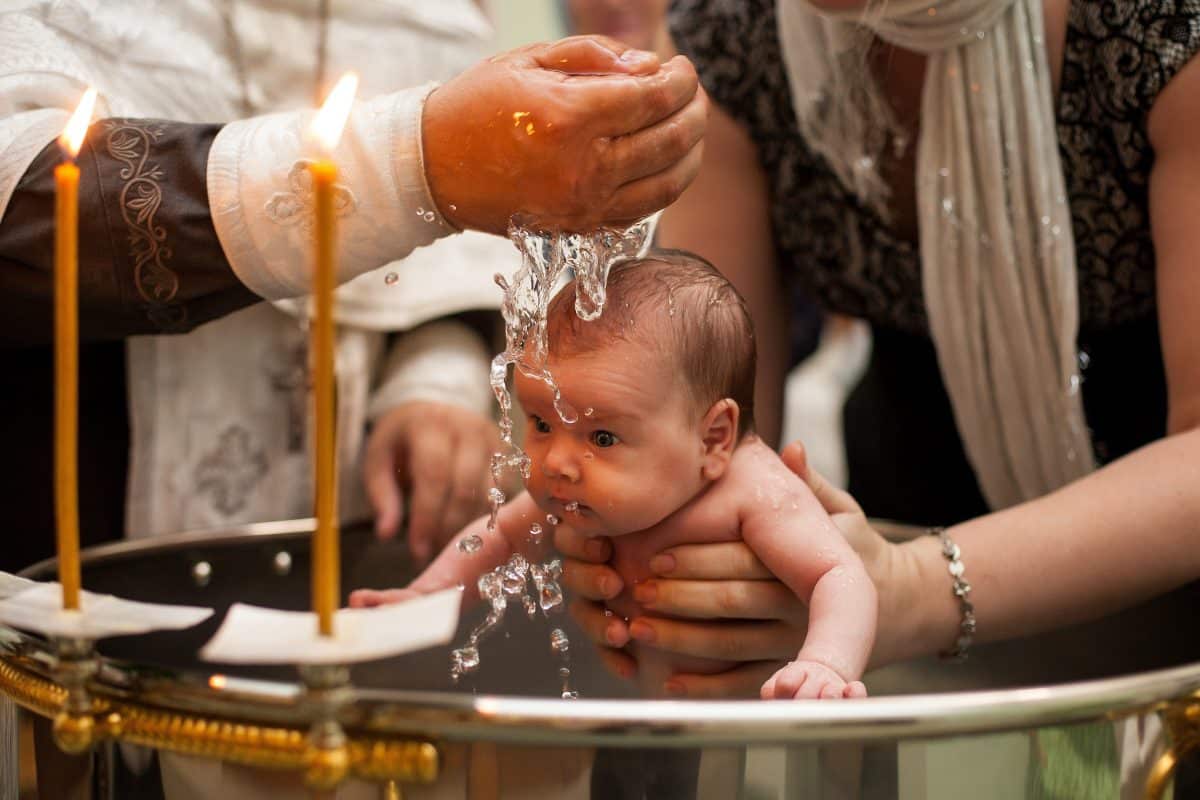 Infant being baptized