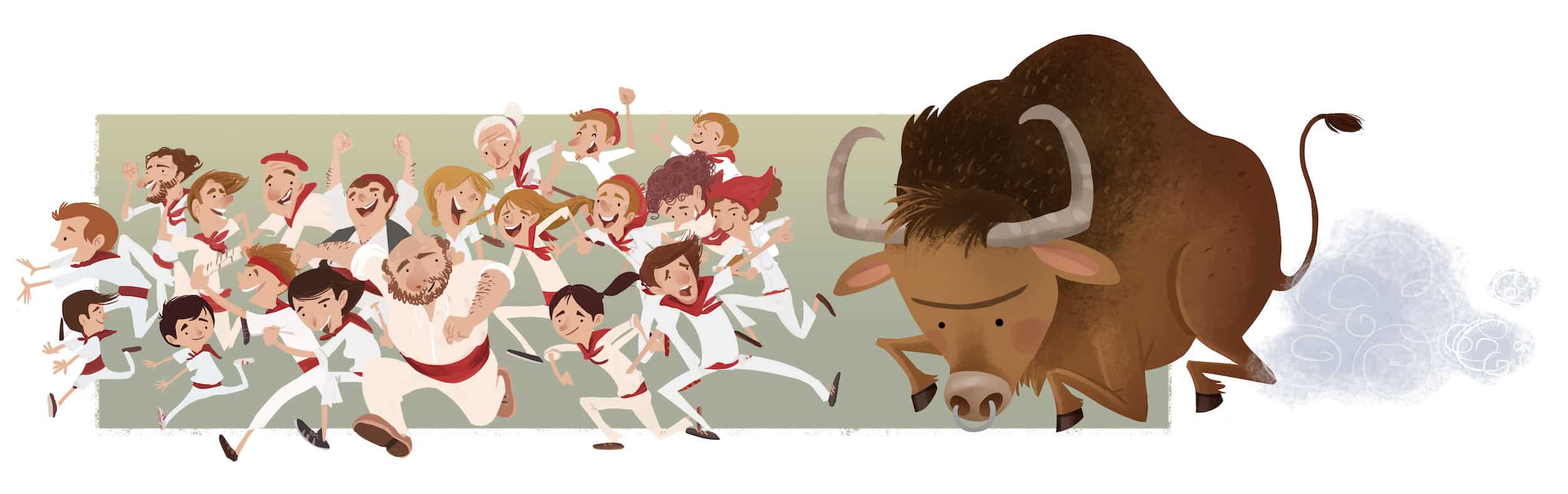 Running of the bulls to illustrate herd immunity
