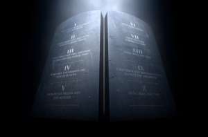 3D image of ten commandments tablets