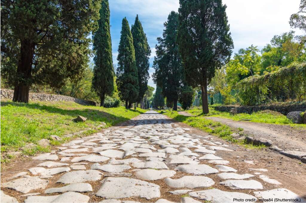 Via appia in Italy. The breadcrumbs trail in Romans