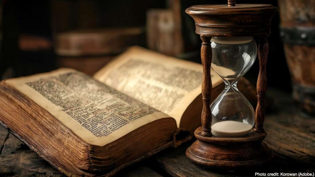 If not now, then when?  Hourglass and book